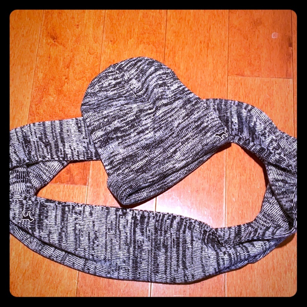 Pink brand Scarf and beanie